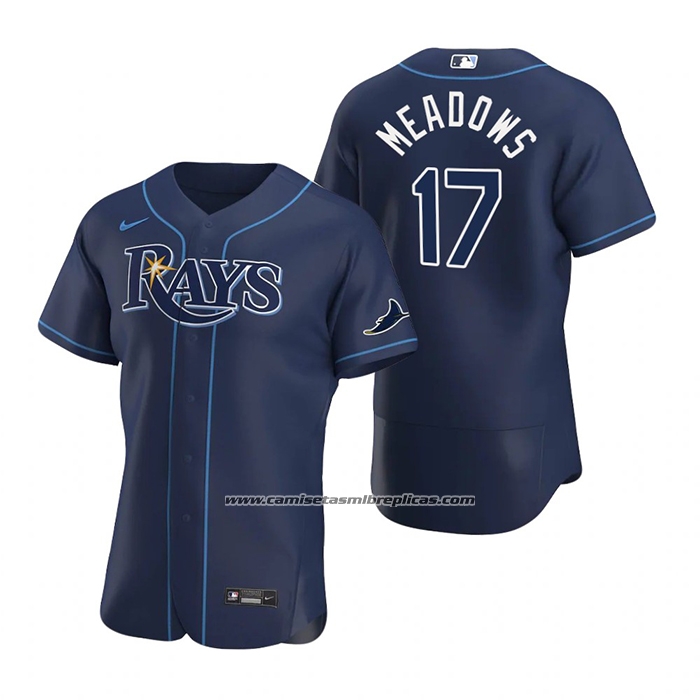 Camiseta Beisbol Hombre Tampa Bay Rays Austin Meadows Autentico Alterno 2020 Azul